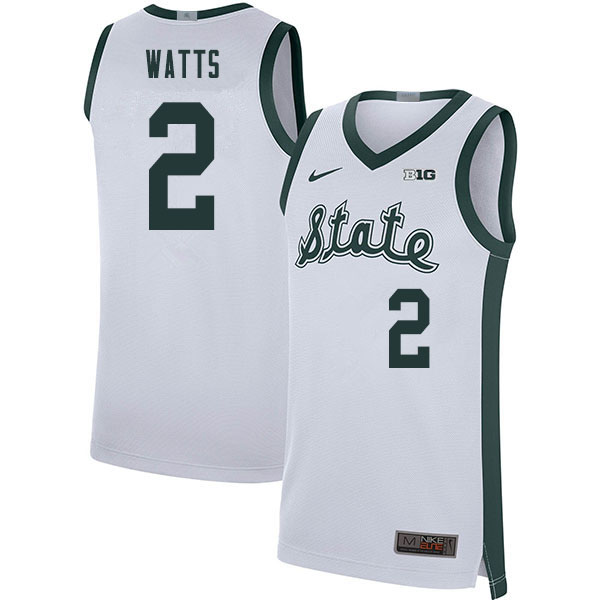 Men Michigan State Spartans #2 Rocket Watts NCAA Nike Authentic White Retro College Stitched Basketball Jersey HI41H06AV